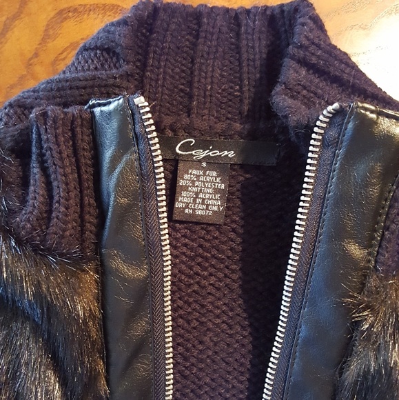 NWOT Gorgeous Cejon black faux fur & knit vest! 💕 - Picture 4 of 8